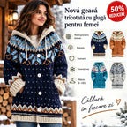 REDUCERE DE 50% ✨🔥 Nouă jachetă tricotată pentru femei, cu glugă, model geometric, închidere cu nasturi, toamnă/iarnă, mărimi S–5XL