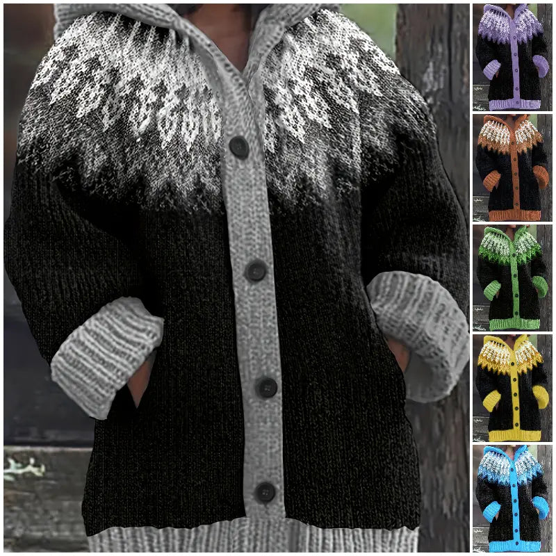 ✨✨【S~5XL】Jachetă elegantă, retro, colorată, cu imprimeu și glugă