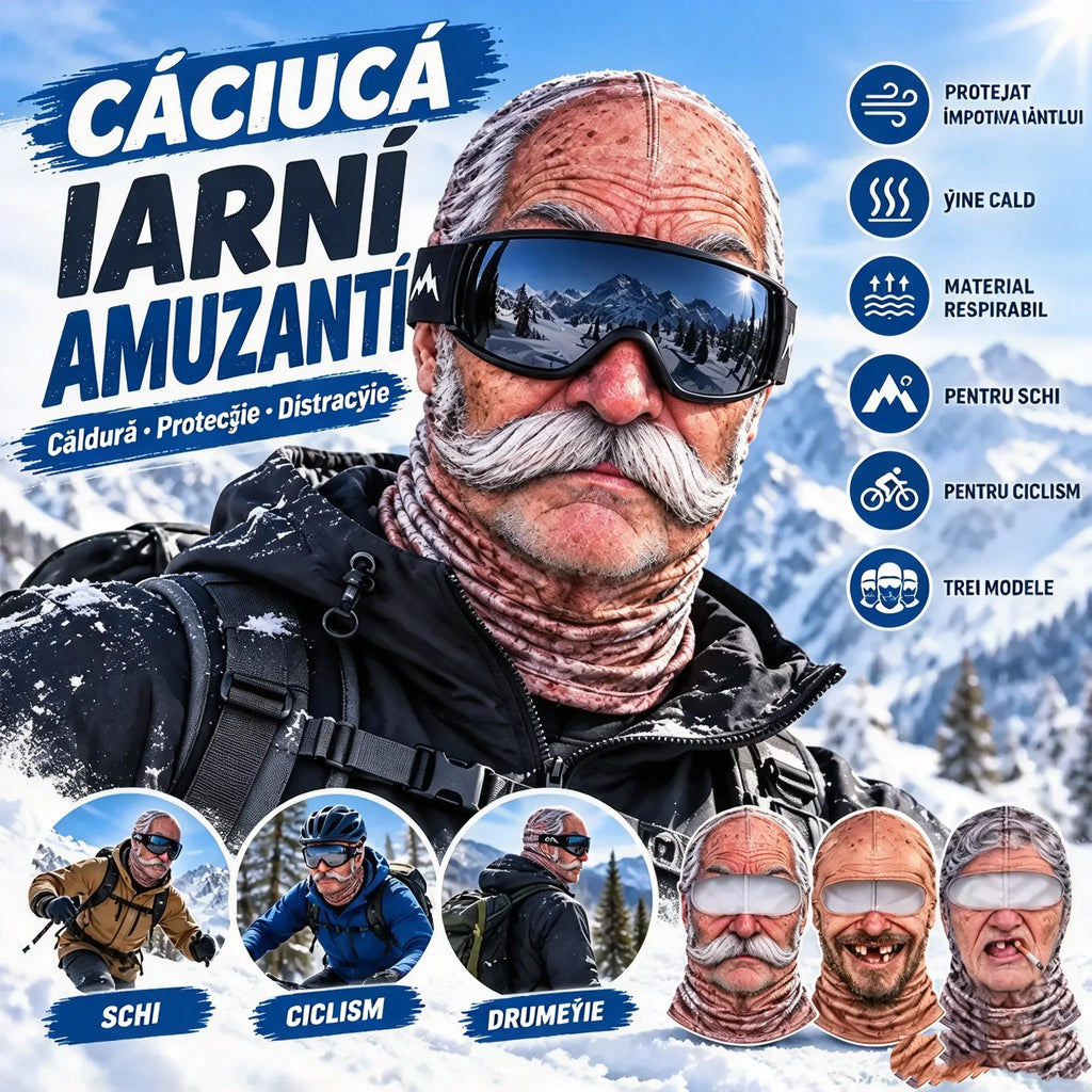 😎Mască facială 3D distractivă și călduroasă pentru sporturile de iarnă în aer liber