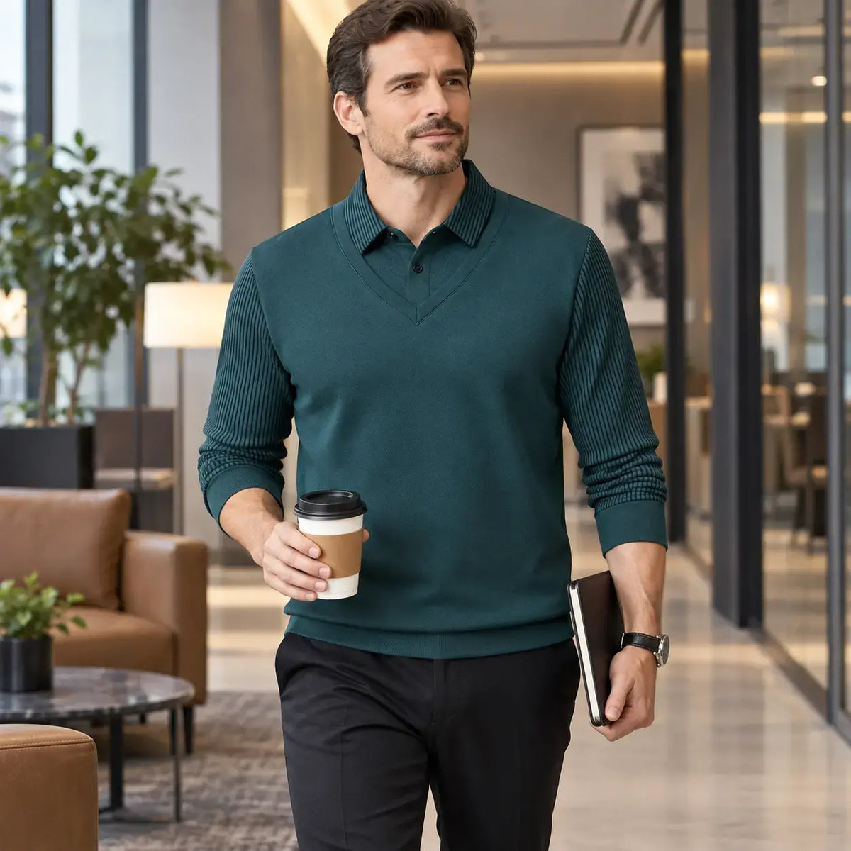 🔥【M-4XL】Polo gros și călduros de iarnă pentru bărbați | Catifea premium, moale și călduroasă