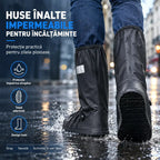 ☔ Protecție Supremă împotriva Ploii! Huse Înalte Impermeabile pentru Încălțăminte (Inălțime 40 cm)! Talpă Anti-Alunecare Grosă · PVC Rezistent · Disponibil pe Negru și Transparent!