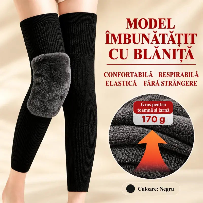 🦵 Genunchiere Călduroase de Iarnă · Model Extra Lung cu Căptușeală Pufoasă · Protecție Extinsă pentru Genunchi și Picioare!