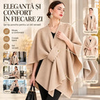 🧥 Șal tip Poncho Multifuncțional din Stofă pentru Toamnă-Iarnă! Design Elegant cu Prindere Suprapusă · Stil Versatil · Călduros și Confortabil!