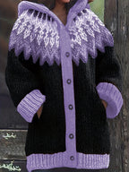 ✨✨【S~5XL】Jachetă elegantă, retro, colorată, cu imprimeu și glugă