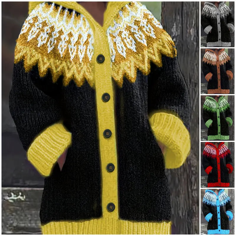 ✨✨【S~5XL】Jachetă elegantă, retro, colorată, cu imprimeu și glugă