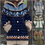 REDUCERE DE 50% ✨🔥 Nouă jachetă tricotată pentru femei, cu glugă, model geometric, închidere cu nasturi, toamnă/iarnă, mărimi S–5XL