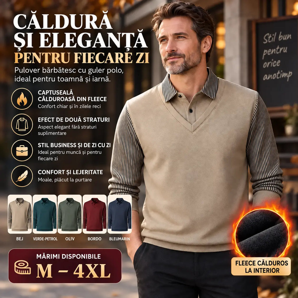🔥【M-4XL】Polo gros și călduros de iarnă pentru bărbați | Catifea premium, moale și călduroasă