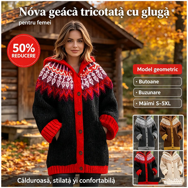 ✨✨【S~5XL】Jachetă elegantă, retro, colorată, cu imprimeu și glugă
